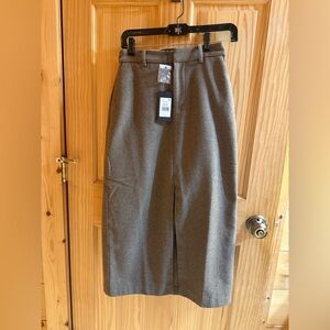 Gray Wool Midi Skirt